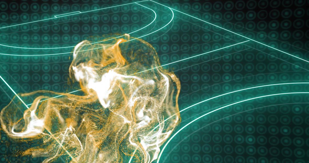 Abstract Digital Network with Glowing Shapes and Lines