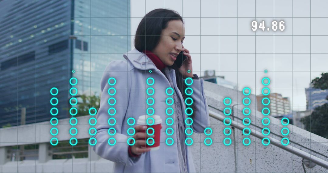 Businesswoman Discussing Data Trends on Smartphone