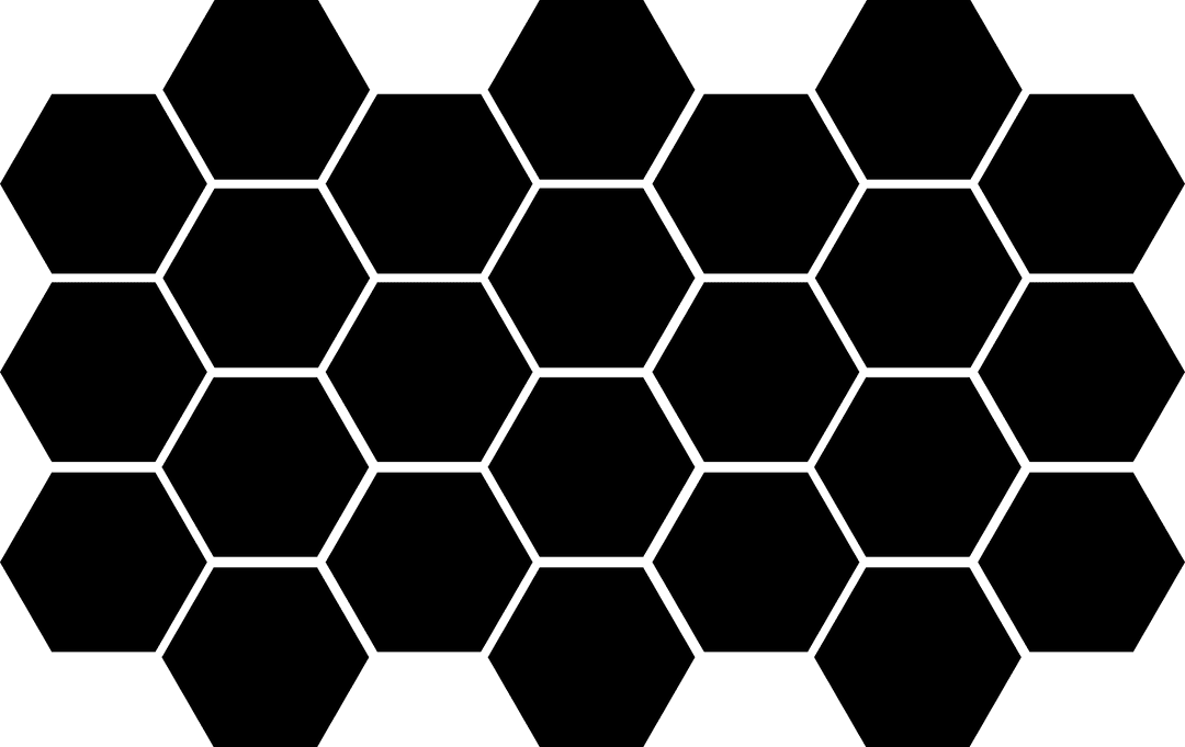Network of Black Hexagons on Transparent Background