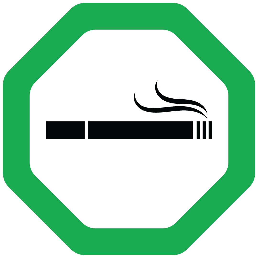 Green Smoking Icon on Transparent Background