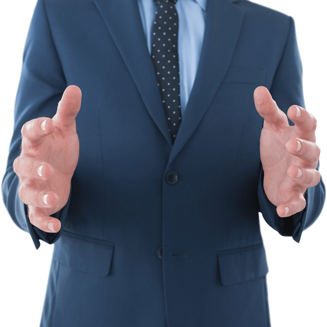 Businessman Presenting Transparent Conceptual Product