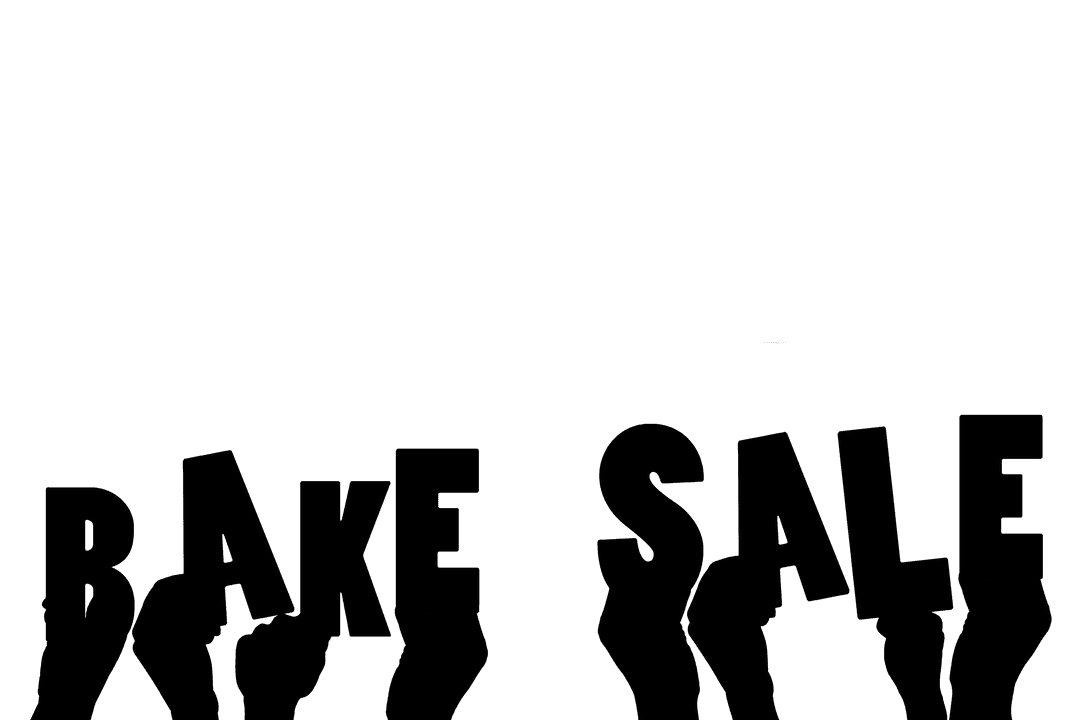 Bake Sale Text with Hand Illustrations on Transparent Background