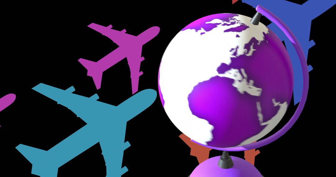 Colorful Globe Highlighting Global Travel and Communication