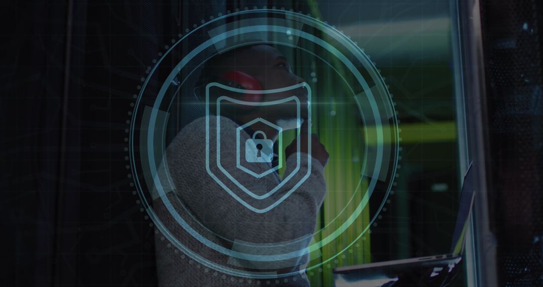 Cyber Security Advisor Checking Data Room with Network Technology Overlay