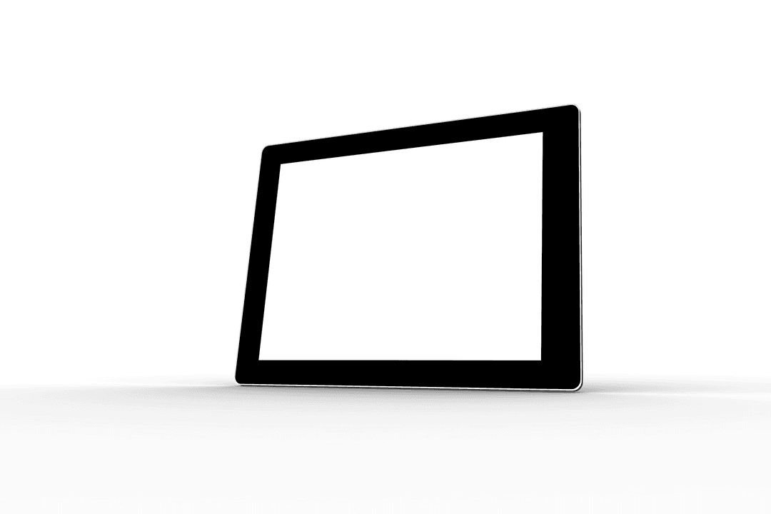 Sleek Black Tablet on Transparent Background with Copy Space
