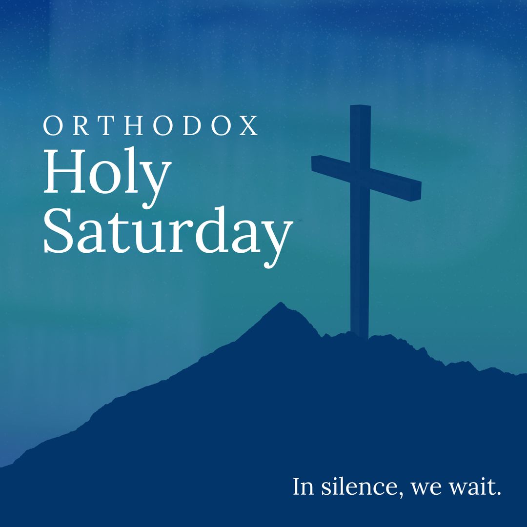 Orthodox holy saturday cross illustration with spiritual message