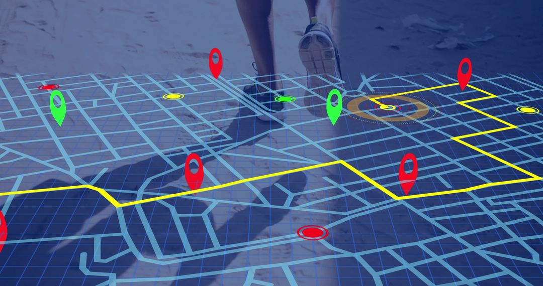 Digital GPS Navigation Overlaid on Runner Path