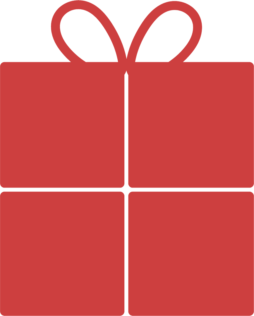 Red Gift Box Design with Bow on Transparent Background