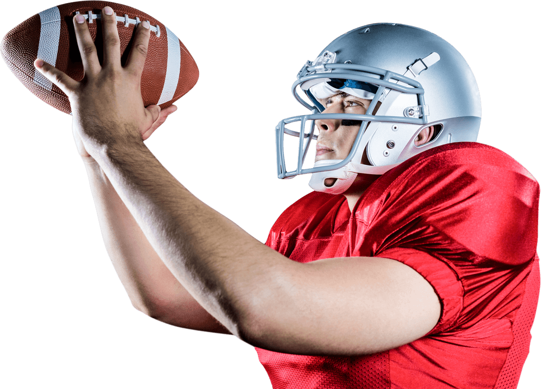 American Football Player in Action with Transparent Background