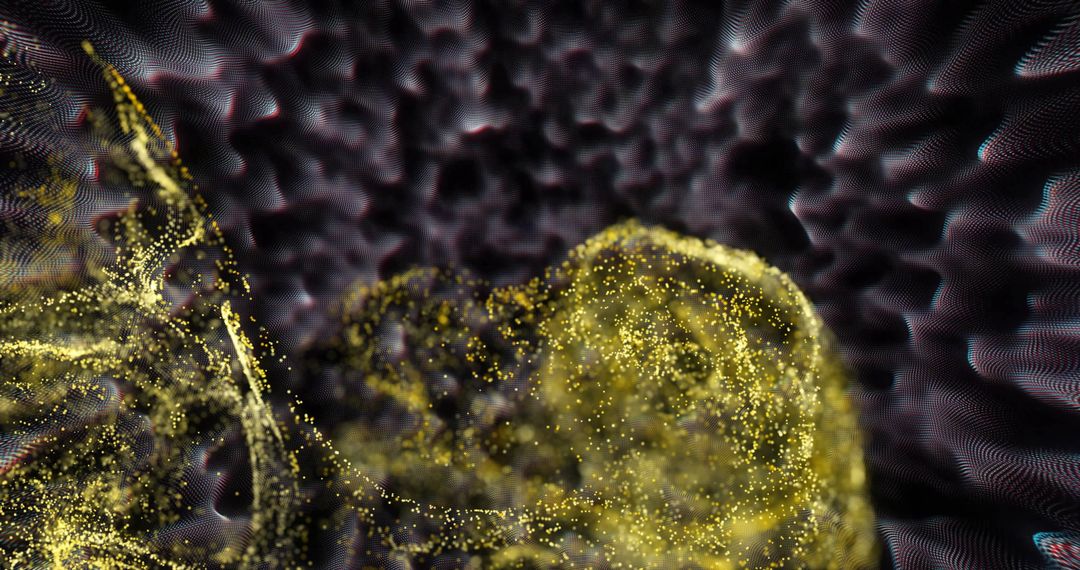 Abstract Digital Art Neon Yellow Mesh on Dark Background