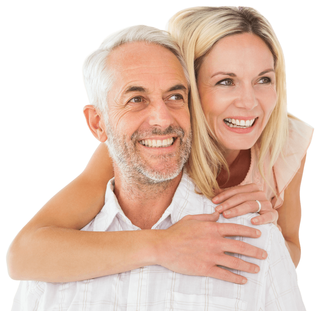 Joyful Mature Couple Smiling on Transparent Background