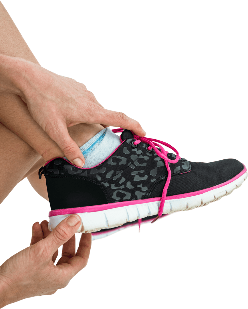 Transparent Jogging Scene with Colorful Sneakers Tying