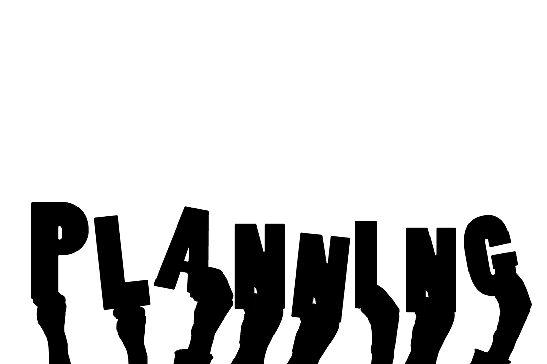 Hands with Planning Text on Transparent Background