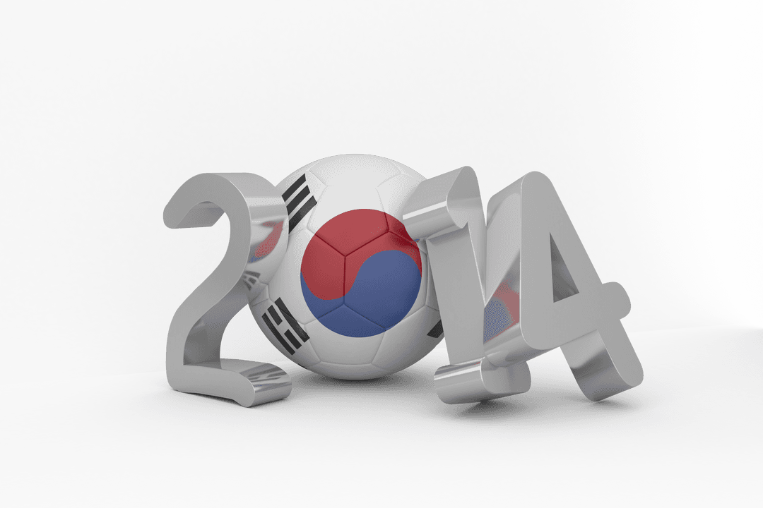 Transparent 2014 Soccer Ball Design with South Korean Flag