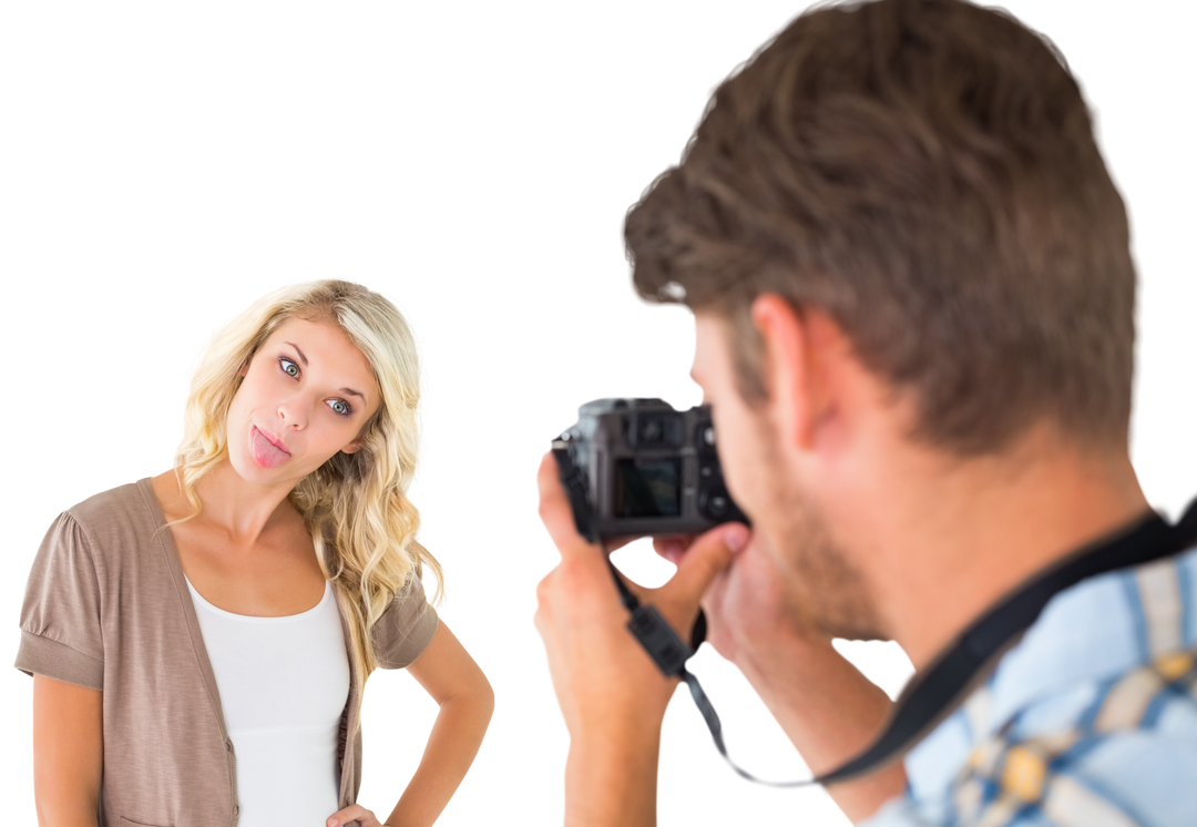 Photographer Capturing Girlfriend Making Funny Face, Transparent Background - Download Free Stock Images Pikwizard.com