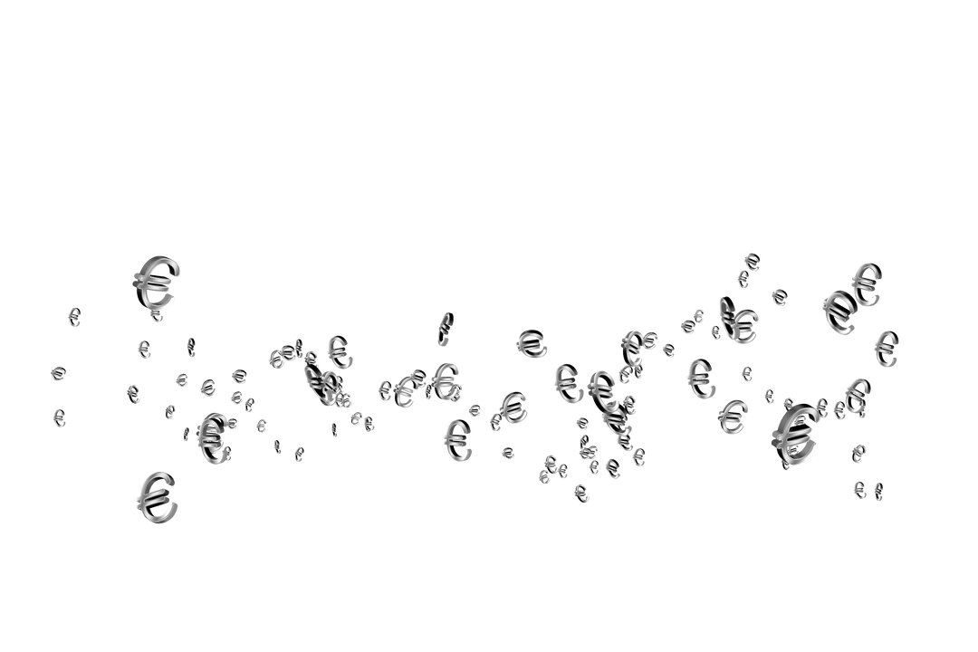 Floating Euro Currency Symbols on Transparent Background