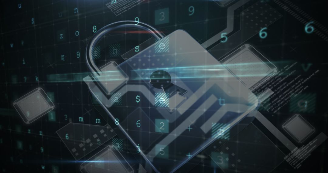 Digital Security Concept with Transparent Lock and Data Matrix - Free Images, Stock Photos and Pictures on Pikwizard.com