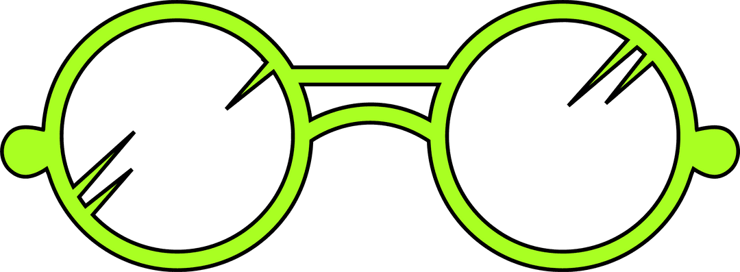 Neon Green Round Glasses Frames on Transparent Background