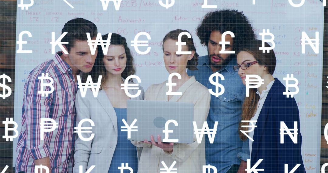 Diverse Team Analyzing Global Financial Trends with Technology