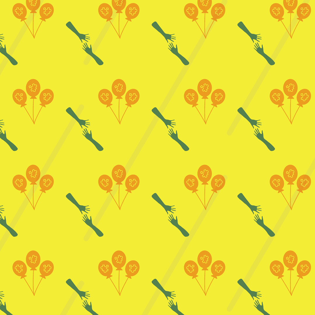 Colorful Balloons and Hands Seamless Pattern on Transparent Yellow