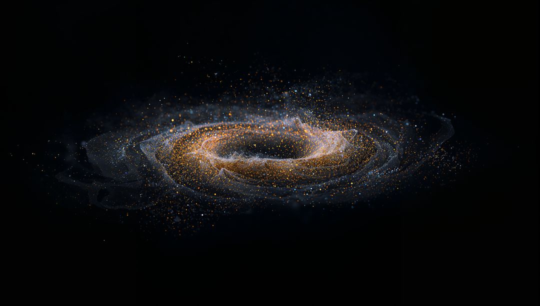 Cosmic Particle Vortex Creating Spiral in Deep Space Nexus