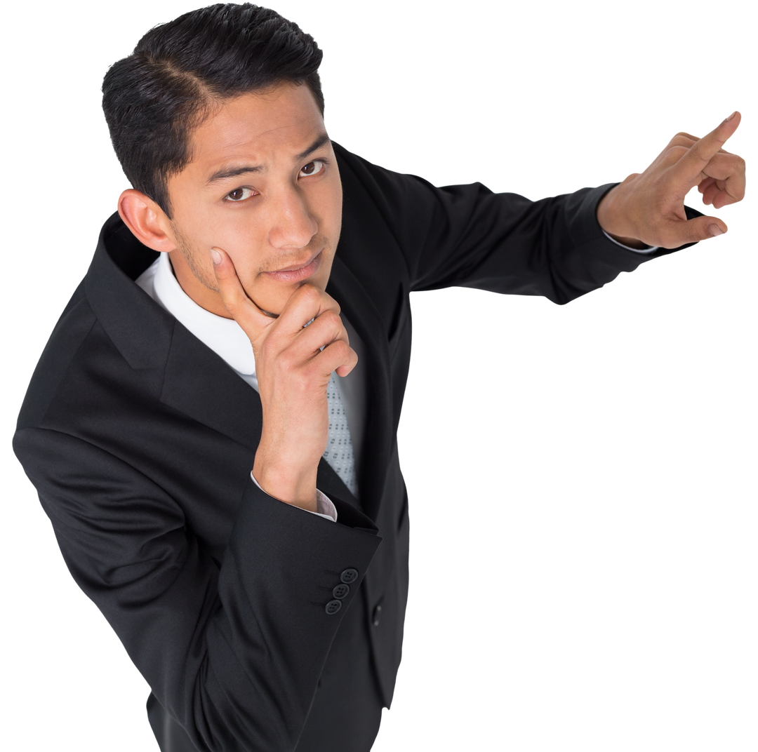 Transparent Background Pensive Businessman with Raised Hand - Download Free Stock Images Pikwizard.com