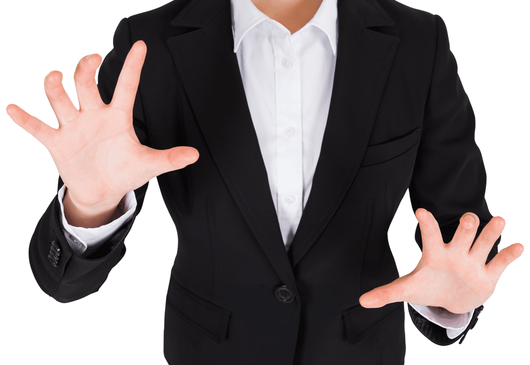 Businessman Gesturing with Both Hands Transparent Background