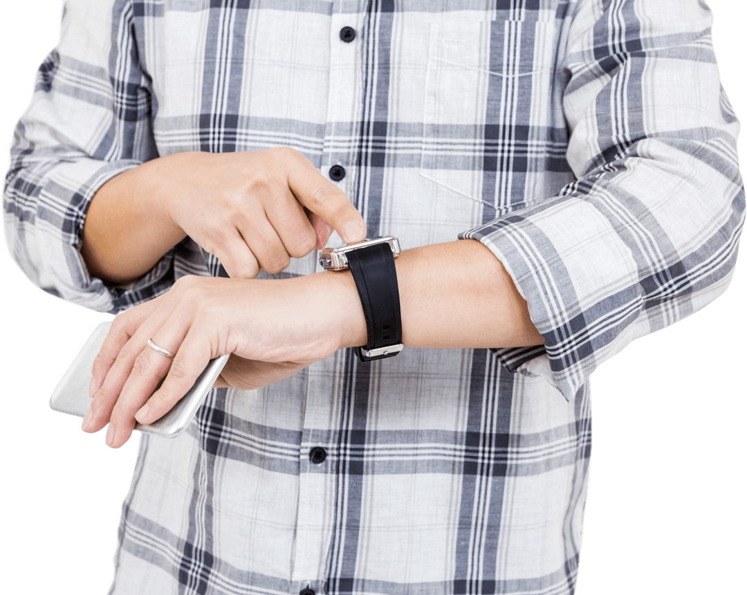 Casual Style Sensitive Control Smart Watch Usage with Transparent Background