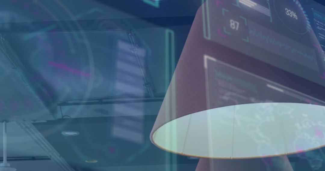 Modern Lamp Illuminating Digital Interface in Tech Office