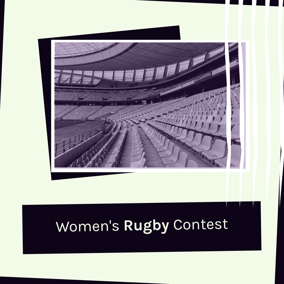Composition of womens rugby contest text over sports stadium - Download Free Stock Templates Pikwizard.com