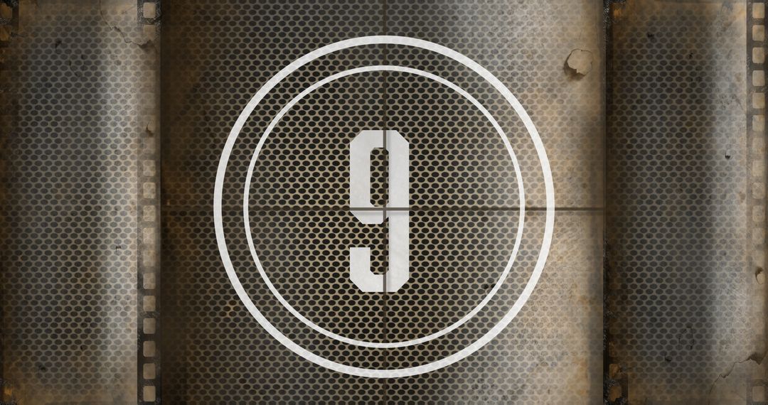 Rustic Metal Background Featuring Number Nine in Circle