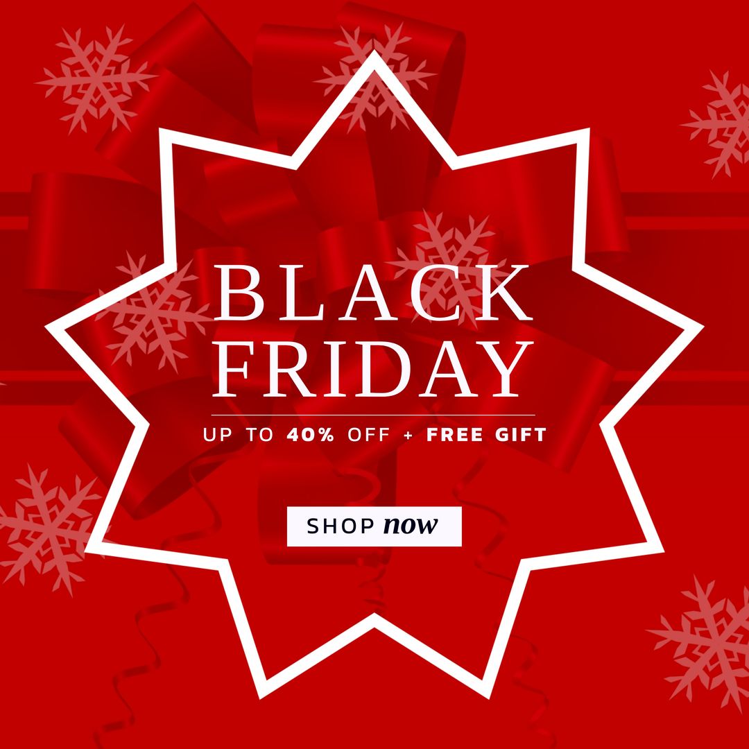 Composition of black friday sale offer text over red present ribbon - Download Free Stock Templates Pikwizard.com