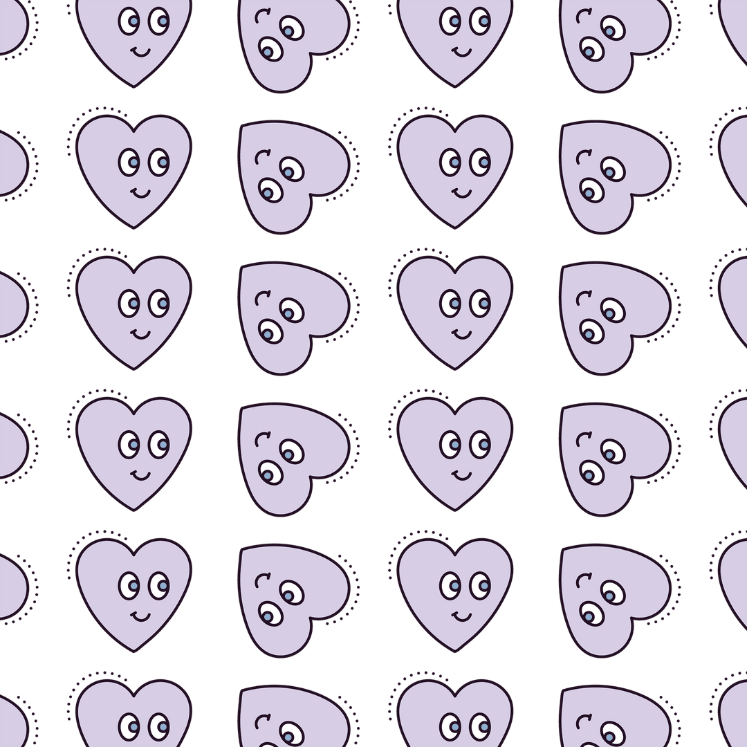 Playful Smiling Heart Pattern on Transparent Background