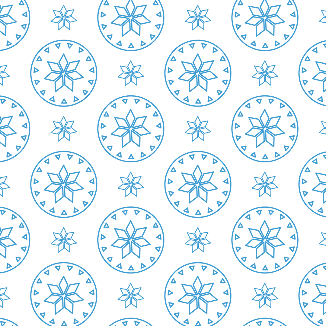 Seamless Blue Snowflake Vector Pattern on Transparent Background