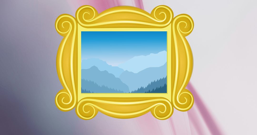 Abstract Mountain Landscape in Ornate Gold Frame