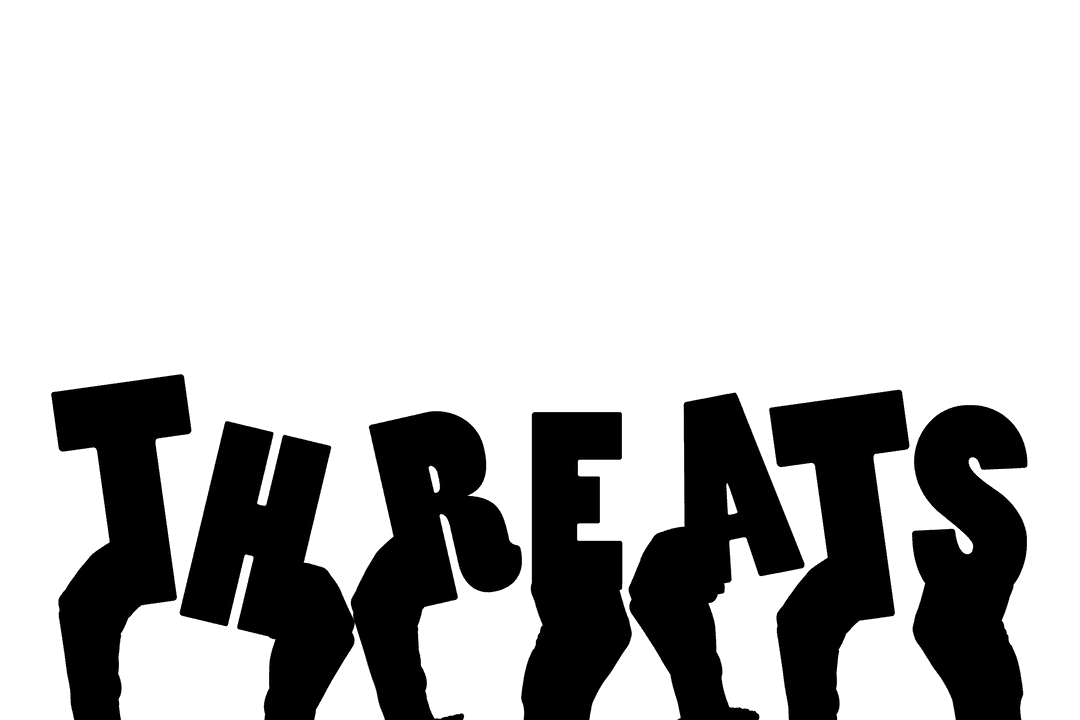 Illustration of Hands and Threats Text on Transparent Background