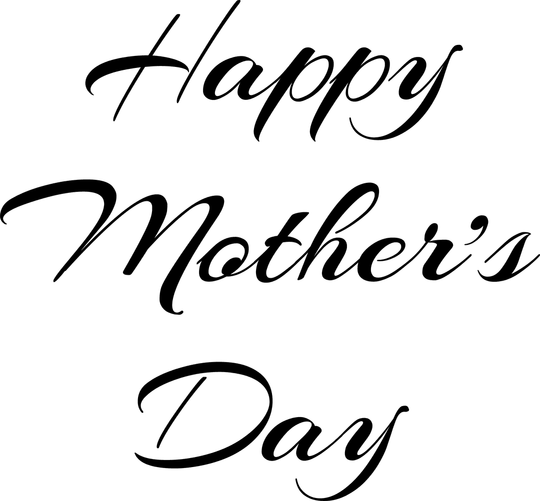 Transparent Happy Mother's Day Text Illustration with Family Theme