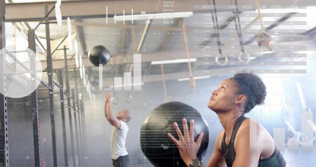 Dynamic Cross Training with Medicine Ball in Futuristic Gym