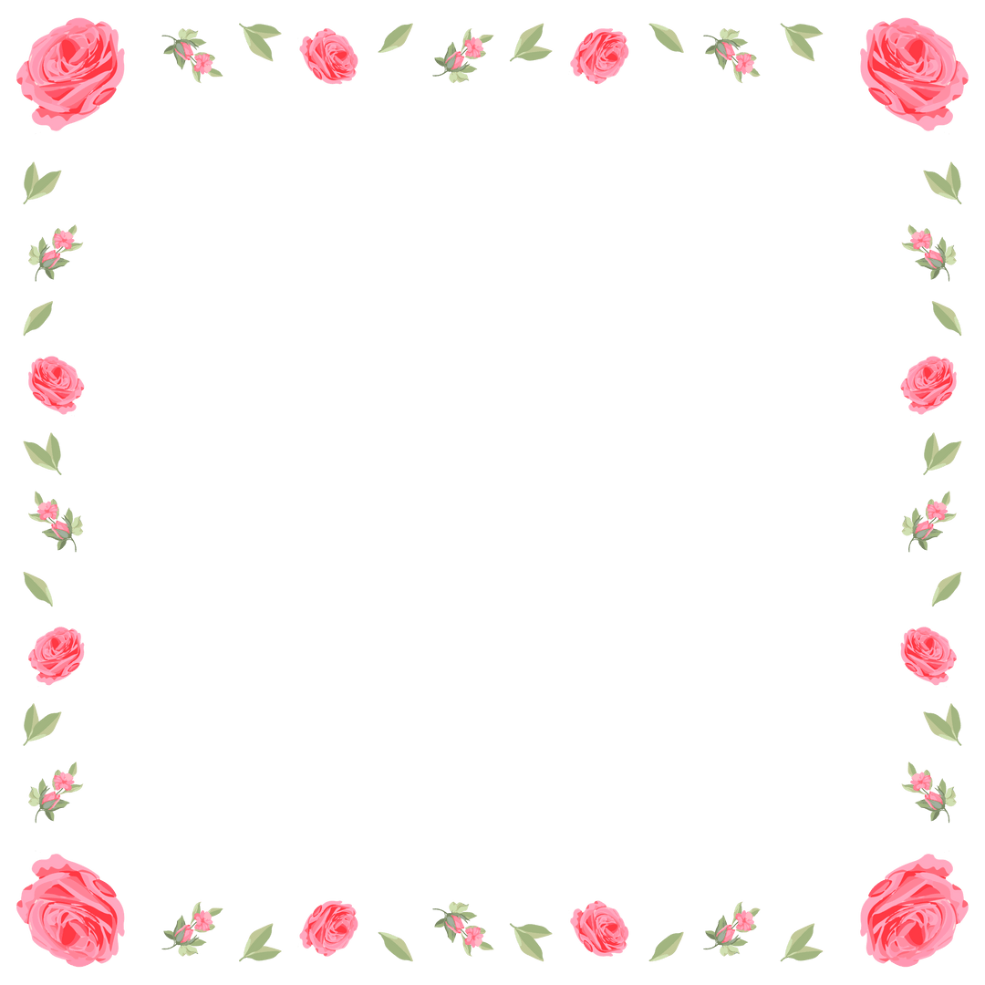 Rose Border with Pink Buds on Transparent Background for Elegant Decor