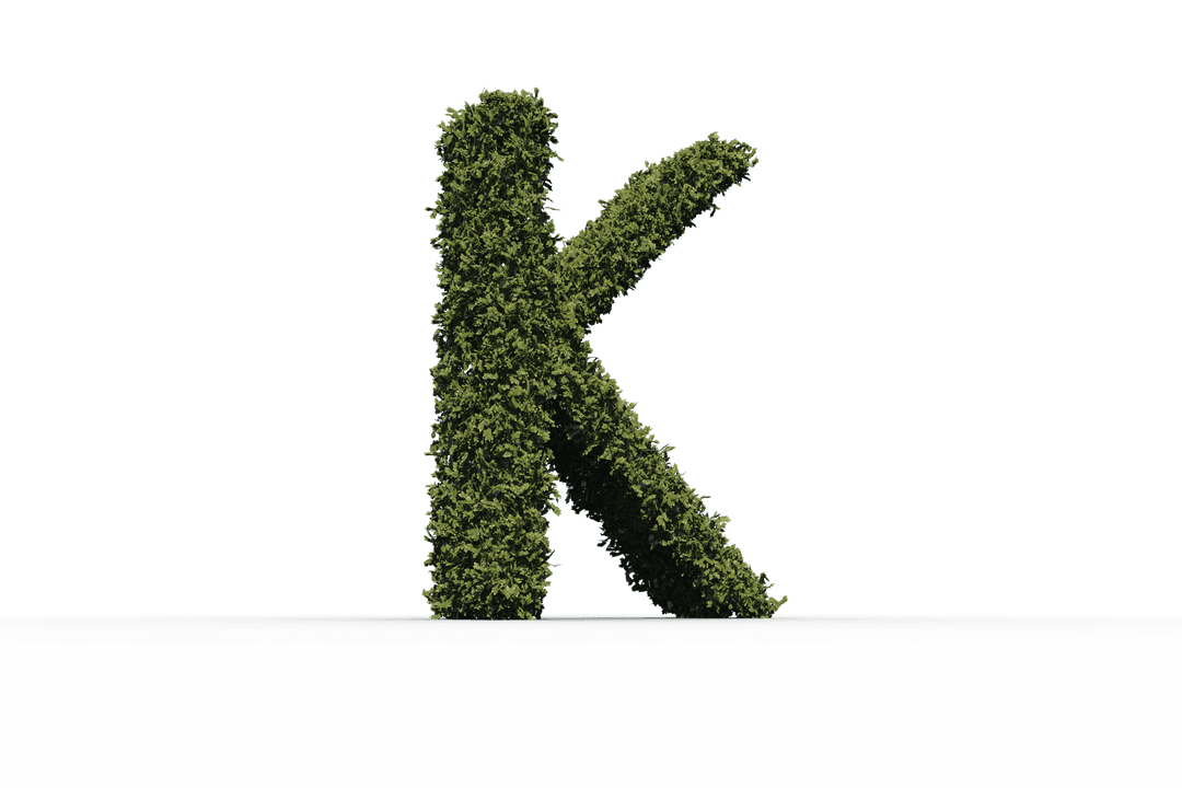 Leafy Letter K Illustrating Eco-Friendly Design on Transparent Background