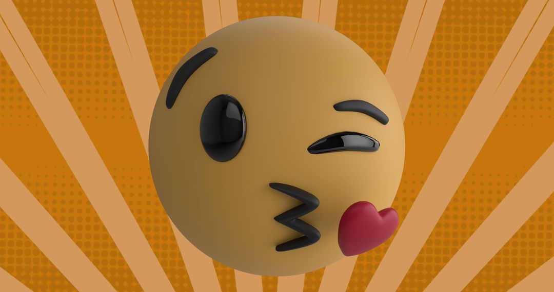 Kissing Emoji on Vibrant Retro Background