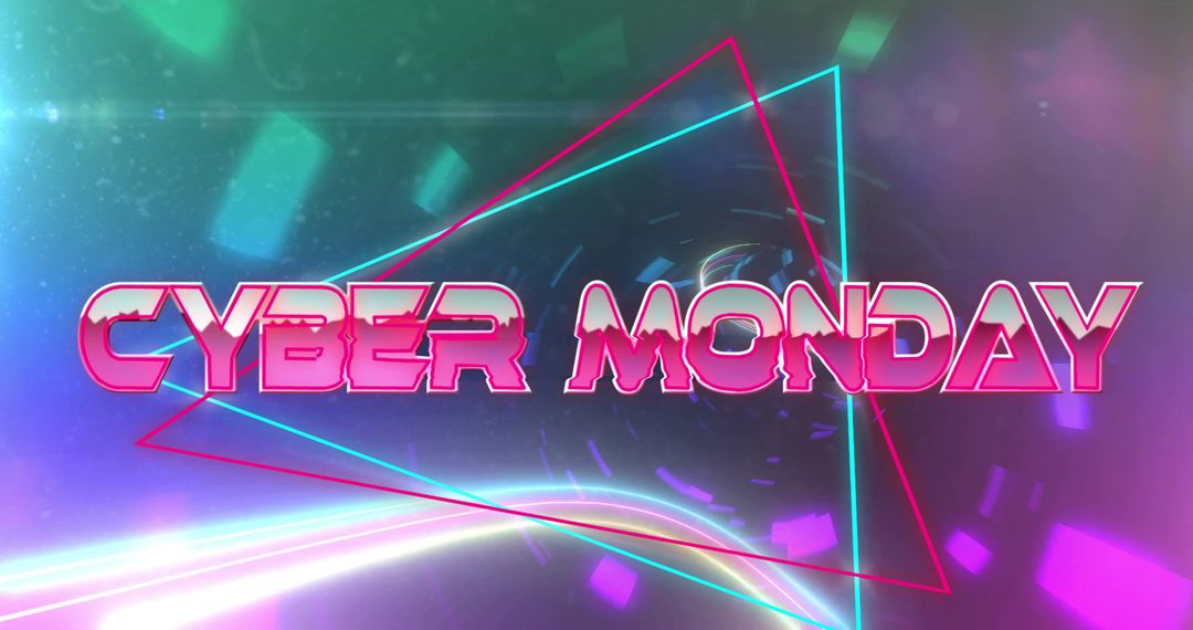 Dynamic Cyber Monday Neon Banner with Geometric Elements