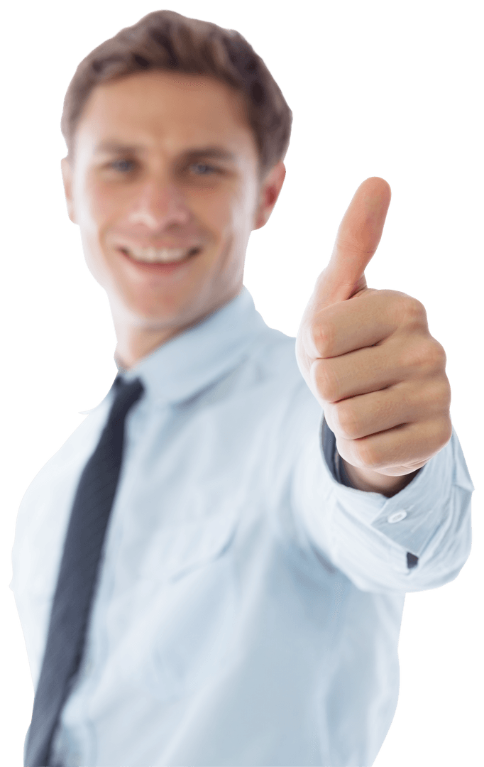 Smiling Businessman Giving Thumbs Up Gesture Transparent Background