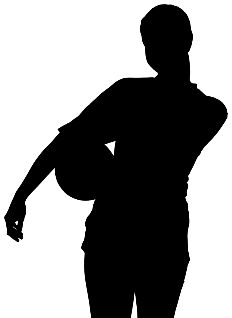 Silhouette of Woman Playing Basketball on Transparent Background