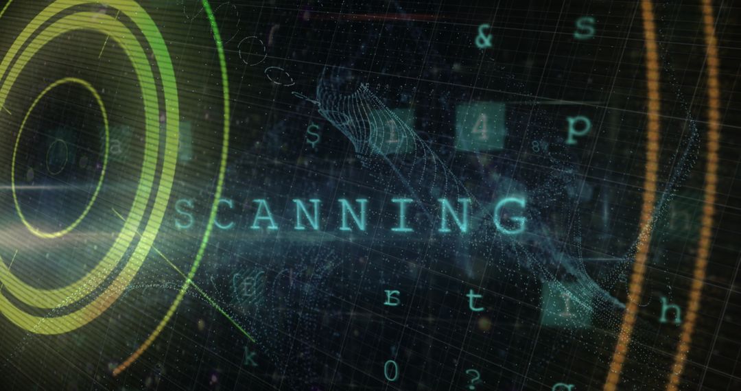 Futuristic Digital Scanning Interface with Symbols and Patterns