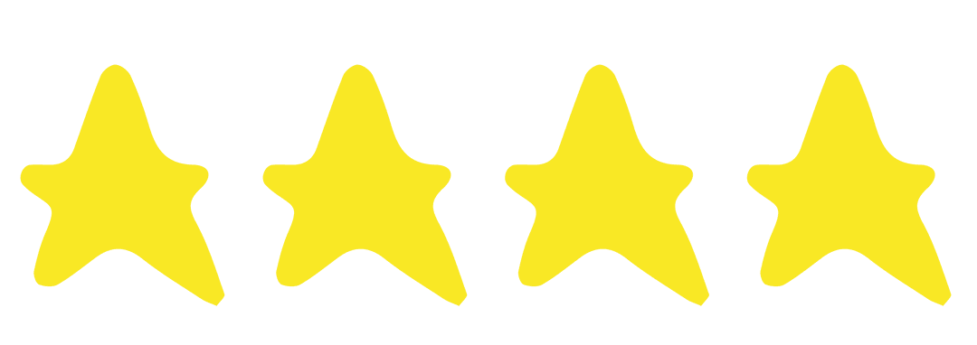 Four Transparent Yellow Stars for Ratings or Awards