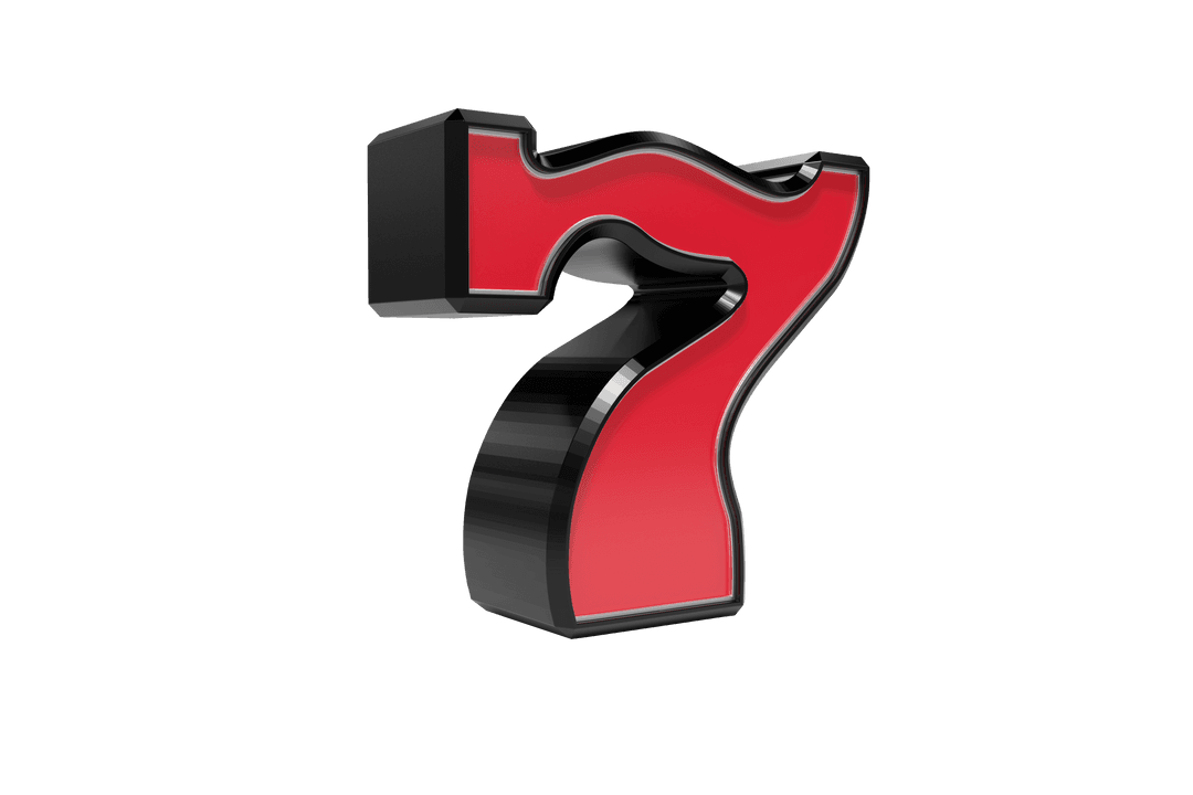 3D Red Seven on Transparent Background Vector Art