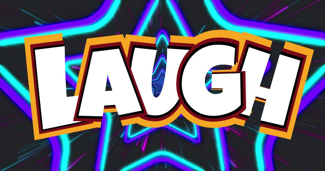 Retro Futurism Vector Art with Bold Laugh Text and Neon Stars