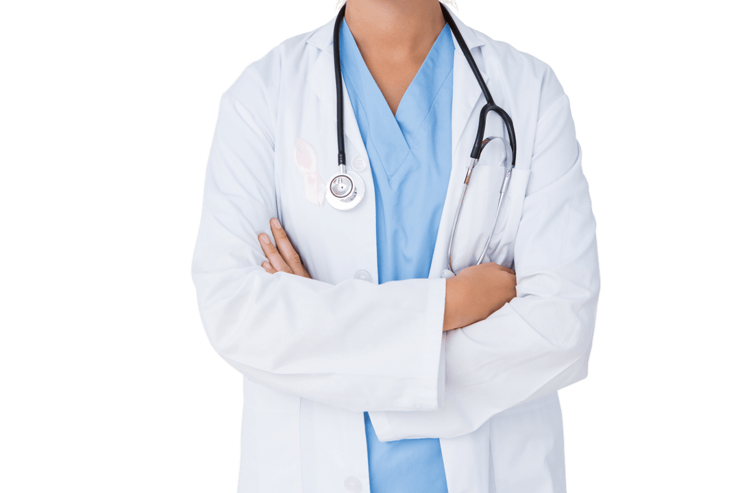 Transparent Healthcare Professional Crossing Arms Confidently