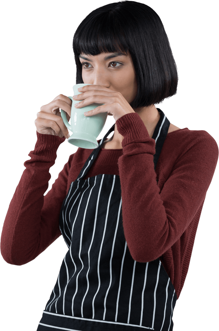 Transparent Waitress Enjoying Coffee Break